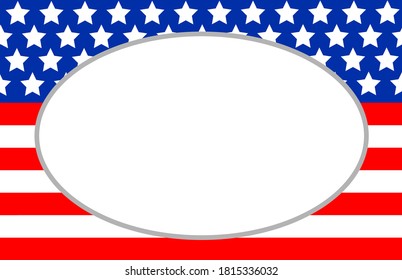 Empty ellipse on an abstract background of the American flag.