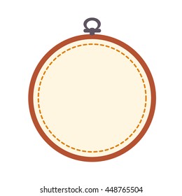 Empty embroidery hoop isolated on white background. Art vector illustration.