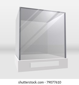 Empty Exhibition Or Museum Glass Display Cabinet Realistic Vector Illustration.