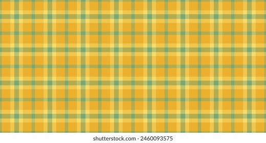 Fondo de la comprobación de la tela vacía, textura del producto textil Vector. Patrón de pintura tartán de cuadros sin costuras en color ámbar y amarillo.