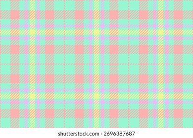 Empty fabric texture plaid, relax tartan check background. Display seamless pattern textile vector in light and mint colors palette.