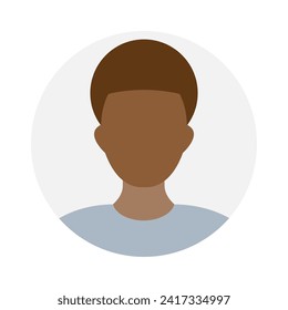 Empty face icon avatar with afro hairstyle. Vector illustration.