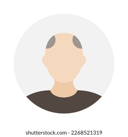 Empty face icon avatar with bald patch. Vector illustration.