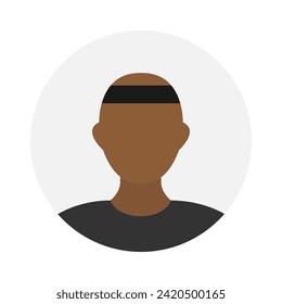 Icono de cara vacía con venda negra. Ilustración vectorial.
