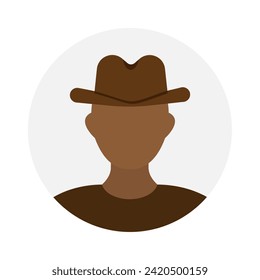 Empty face icon avatar with cowboy hat. Vector illustration.