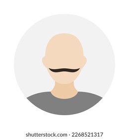 Empty face icon avatar with mustache. Vector illustration.