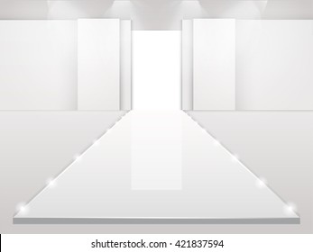 Empty Fashion Runway Podium Stage Interior Vector Design