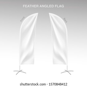 Empty feather banner flag mockup. Vector illustration on grey background. Ready for your design. EPS10.