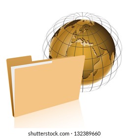 empty file and the earth. network concept