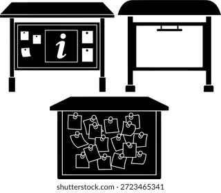 Empty and Filled Public Information Board Silhouettes for Communication