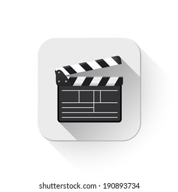 Empty film clapper With long shadow over app button