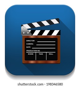 Empty film clapper With long shadow over app button