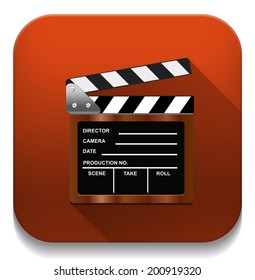 Empty film clapper With long shadow over app button