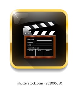 Empty film clapper With long shadow over app button