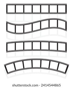 Empty film strip. Cinema film strips collection. Movie, video strip  reels. Vector illustration.
