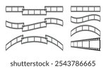 Empty film strip frames of different shapes isolated on white background. Tape of different shapes. Vector illustration