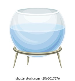 Empty fishbowl with water. Transparent glass aquarium vector illustration