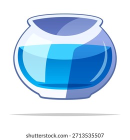 Empty fishbowl with water vector isolated illustration