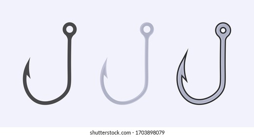 Empty fishing hook. Tackle for fishing. Vector illustration