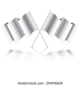 empty flag. Blank white flag. White banner with folds, separate shadows for on any color. Vector White Blank Flag Isolated on Background