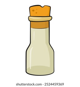 Empty flask with cork. Cartoon. Halloween decoration. Vector illustration