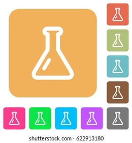 Empty flask flat icons on rounded square vivid color backgrounds.