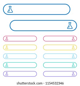 Empty flask icons in rounded color menu buttons. Left and right side icon variations.