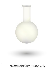 empty flask with shadow on white background