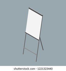 Empty flip chart. 3d Vector illustration. Isometric projection.