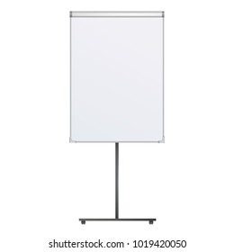 Empty Flip chart blank on tripod over white background. Office Whiteboard For Business Training in office. Isolated Illustration EPS 10. Board Banner Stand 3d rendering for promotional presentation