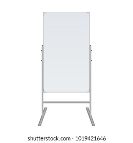 Empty Flip chart blank on tripod over white background. Office Whiteboard For Business Training in office. Isolated Illustration EPS 10. Board Banner Stand 3d rendering for promotional presentation