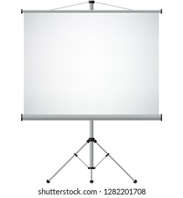 Empty Flip chart blank on tripod over white background. Office Whiteboard For Business Training in office. Isolated Illustration EPS 10. Board Banner Stand 3d rendering for promotional presentation - 