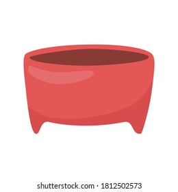 Icono de maceta de flor vacía con color rojo aislado en fondo blanco