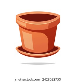 Empty flower pot vector isolated on white background.