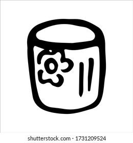 Empty flower pot - vector template. Cache-pot for indoor plants - a subject for gardening - a vector linear drawing for coloring. Outline. Hand drawing
