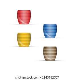 Empty Flower Pots Isolated on White. Side View. Vector Design Elements Set for Web Design, Banners, Presentations or Business Cards, Flyers, Brochures and Posters.