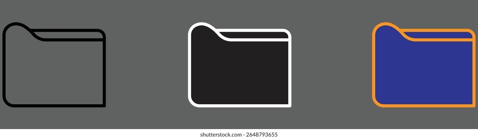 Empty folder icon for organizing files, business records or wellness documents with transparent background