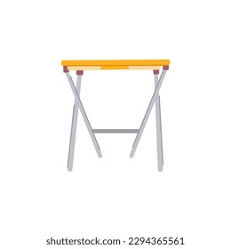 empty folding table cartoon. single chair, foldable front empty folding table sign. isolated symbol vector illustration