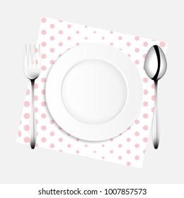Empty food plate, spoon, repair, put on fabric, can be separated