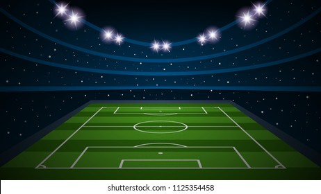 Empty football field arena stadium, vector illustration