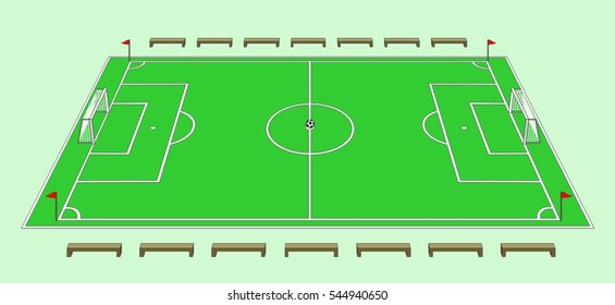 empty football field. Cartoon