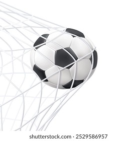 Empty Football With Net Isolated On White Background. FIFA Football World Cup Isolated On White Background. Sports And Creation.