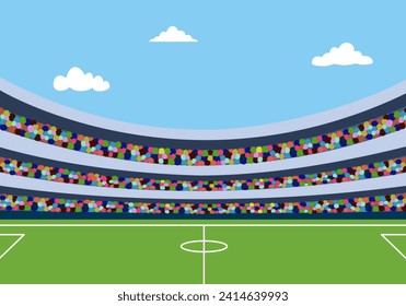 Empty football stadium in flat design vector illustration.