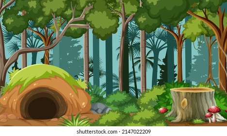 Empty forest environment background illustration