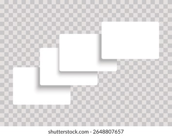 Empty four playing cards flying mockup. Vector set of blank cards deck of poker hand, gambling business, credit card, business card, game card, note cards, greeting card, invitation