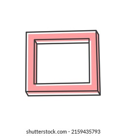 Empty frame boarder of square shape, doodle style isolated outline icon. Vector modern interior design decoration object, abstract wooden frame. Wall decor, thin line hand drawn modern framing