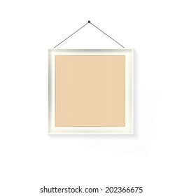 Empty frame with brown paper isolated on white. 