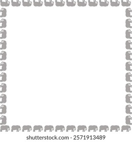 Empty frame of cute safari animals African elephant. Wildlife animal on white background