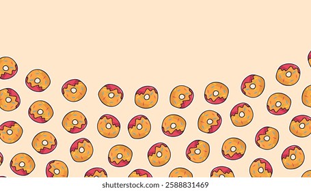 an empty frame with donuts and a cake. advertisement. space for the text. advertisement. Beautiful sweet pattern. a sweet donut. A pattern for packing sweets. package. let's apply a beautiful pattern.