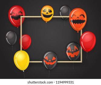 Marco vacío con globos de Halloween. plantilla de fiesta de Halloween